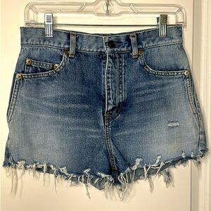 Saint Laurent (YSL) High Rise Denim Shorts